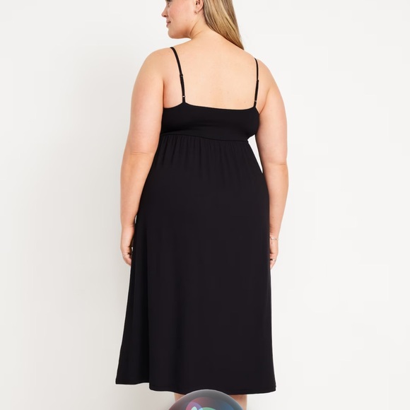NWT OLD NAVY Fit & Flare Cami Midi Dress Color: Black Jack - Picture 6 of 7